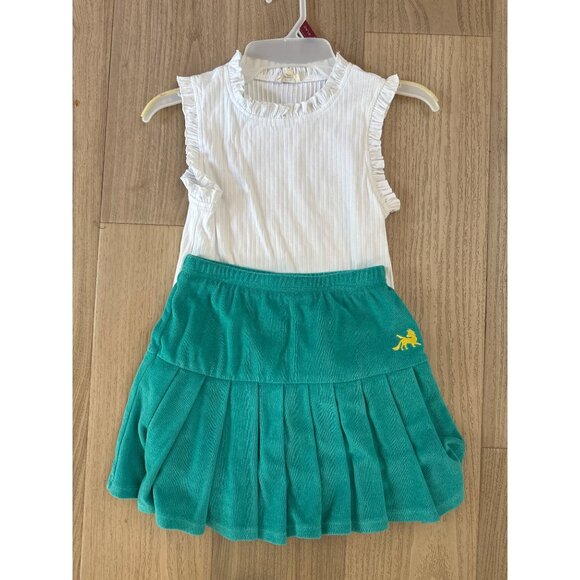 Finding Foxtale Kids White Ruffle Top & Teal Pleated Skort Set Size 8/10 Cotton - Picture 1 of 6